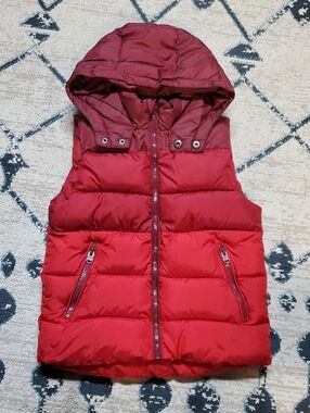 Zara Kids Red Hooded Puffer Vest